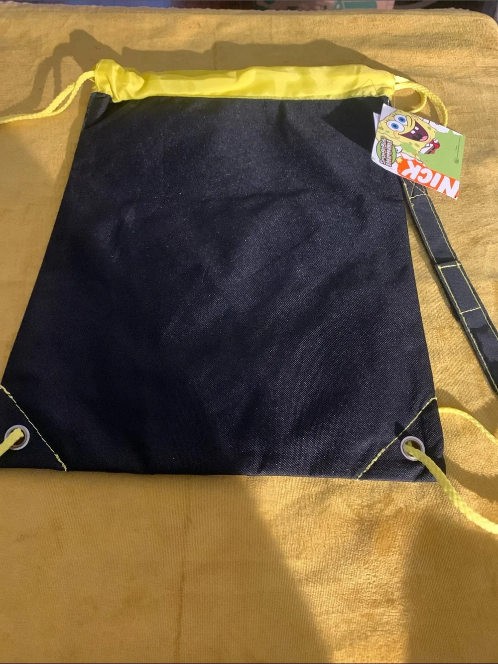 Nickelodeon SpongeBob Yellow Blue Black Drawstring Backpack